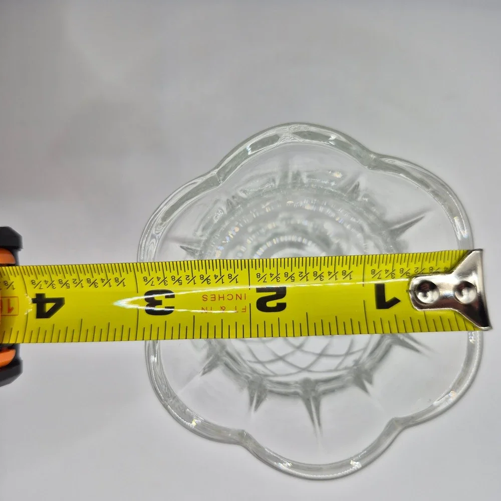 Home Interiors Glass Votive Candle‎ Holders Set 2 Clear Diamond Cut Tulip USA